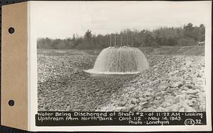 Contract No. 112, Spillway at Shaft 2 of Quabbin Aqueduct, Holden, water being discharged at Shaft 2, at 11:22 am, looking upstream from north bank, Holden, Mass., May 14, 1943