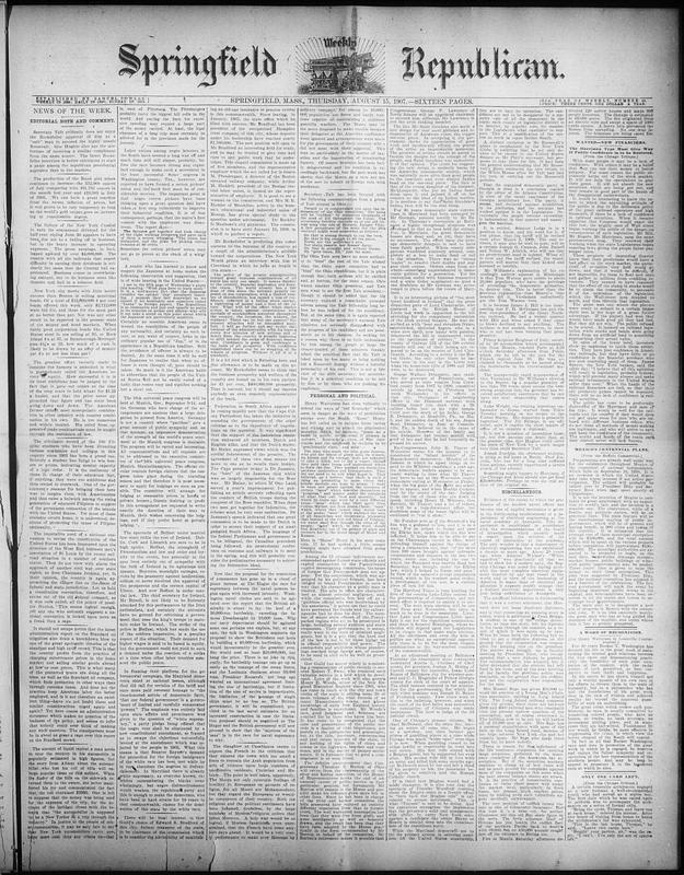 Springfield Paper Copy Springfield Weekly Republican - Digital Commonwealth