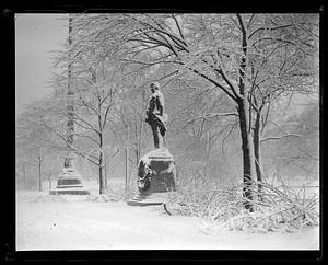 Gen. Thaddeus Kościuszko statue: covered with snow - Public Garden