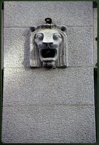 Boston circa 1995: Lion detail of a building on Washington St.