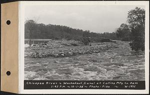 Chicopee River, Collins Manufacturing Co. dam, washed out canal, Wilbraham, Mass., 1:45 PM, Oct. 1, 1938
