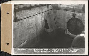 Interior view of Outlet Building, Shaft #1, showing shaft cap, looking southeasterly, West Boylston, Mass., Oct. 21, 1936