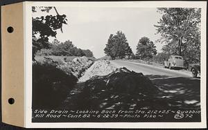 Contract No. 82, Constructing Quabbin Hill Road, Ware, side drain, looking back from Sta. 212+25, Ware, Mass., Jun. 22, 1939