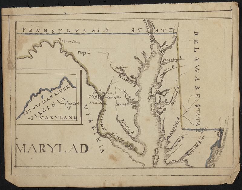 Manuscript maps of U.S. states, possibly drawn by a schoolchild