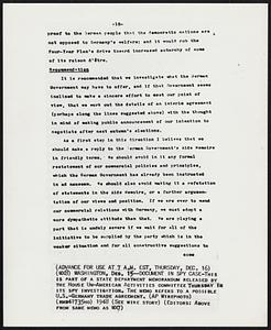 Memo in Spy Case--This is a part of a State Department memorandum which the House Un-American Activities Committee released Thursday in spy investigation. The memo discusses a possible U.S.-German Trade Agreement.