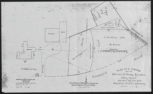 Plan of a portion of the Warren G. Roby estate, Wayland as set off for the Wayland Public Library, 1899