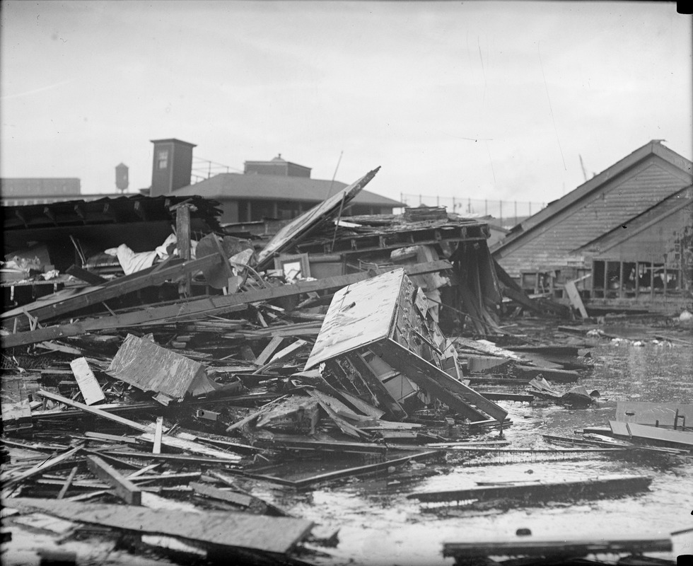 Site of Molasses Disaster showing lumberyard to left near Charleston Bridge