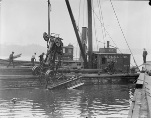 Pulling Truck from Charles River after it went off Harvard Bridge