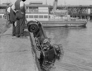 Fire truck goes into Charles River near Cottage Farm Bridge
