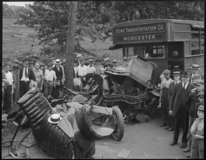 Big auto wreck at Waltham. James F. Gifford - Director of Lynn Chamber of Commerce and Albion Bartlett - Lynn bank head & shoe manufacturer were killed