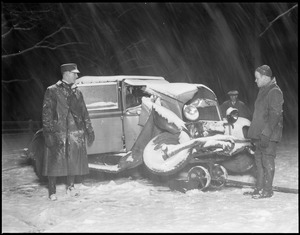 Auto wreck Brighton. One man dying (Priest) and Mrs. Frances Ouimet badly hurt who was in the other car