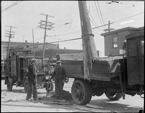 Truck hits utility pole