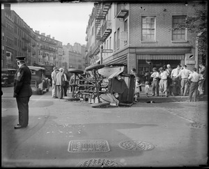Truck wrecked by bus - Charles St.