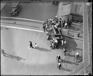 Truck wrecked by bus - Charles St.