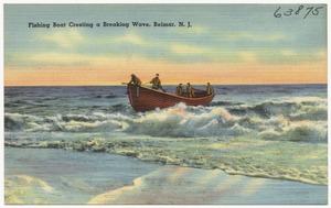 Fishing boat creating a breaking wave, Belmar, N. J.