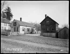 Wachusett Reservoir, Antoine Snow's houses, on east side of Union Street, near Cross, from the west in Union Street, West Boylston, Mass., Dec. 5, 1896