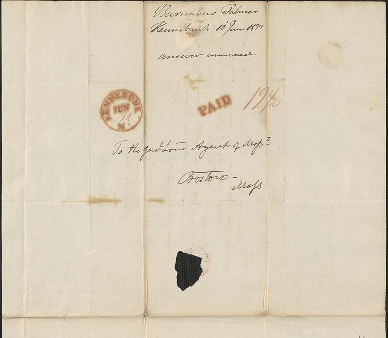 Barnabas Palmer to George Coffin, 18 June 1833