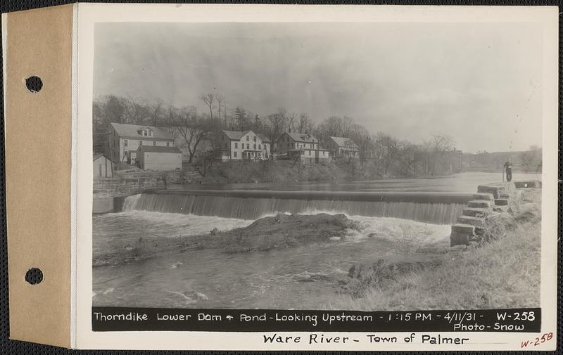 Thorndike Lower Dam and pond, looking upstream, Ware River, Palmer
