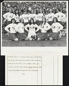 Cheering them on at Melrose High are, from left, front, Anne Bernard, Linda Butler, Kris Kotowski, head; Bunny Stantonand Linda O'Neill. Rear, V.G. Goggins, Liz Kim, Maria DiMeo, Dotti Maguire, Katy Harris, Mary Stewart and Carol Creelman.