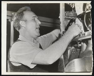 Using His Pitching Arm For Defense is Charley Ruffing, veteran right-handed pitcher of the New York Yankees. Ruffing is employed at the Vultee plant in Downey, Calif., his special work being on motor mounts for Colsolidated Liberator bombers.