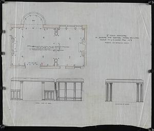 Quarter-inch scale drawing of scheme for uniting dining room and den