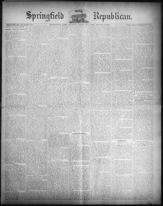 Springfield Weekly Republican. February 13, 1908 - Digital Commonwealth