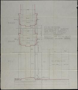 Full-scale drawing of door between boys' sacristy and priest's sacristy