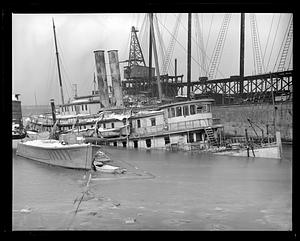 Sunken ferry (steamship) Boston Harbor - East Boston(?)