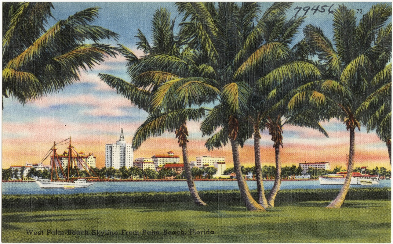 West Palm Beach skyline from Palm Beach, Florida