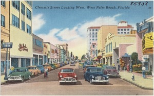 Clematis Street looking west, West Palm Beach, Florida