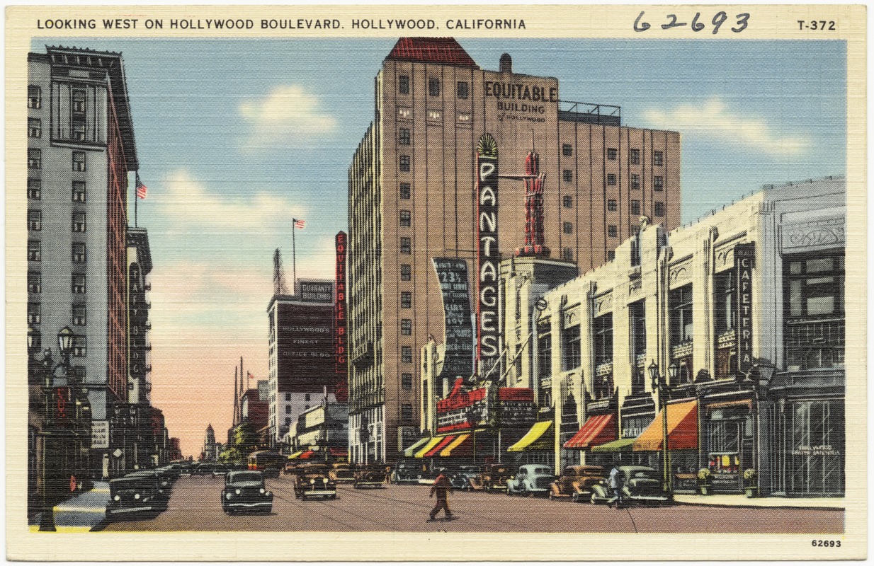 Looking west on Hollywood Boulevard, Hollywood, California