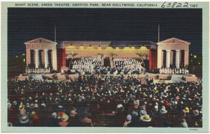 Night scene, Greek theatre, Griffith Park, near Hollywood, California
