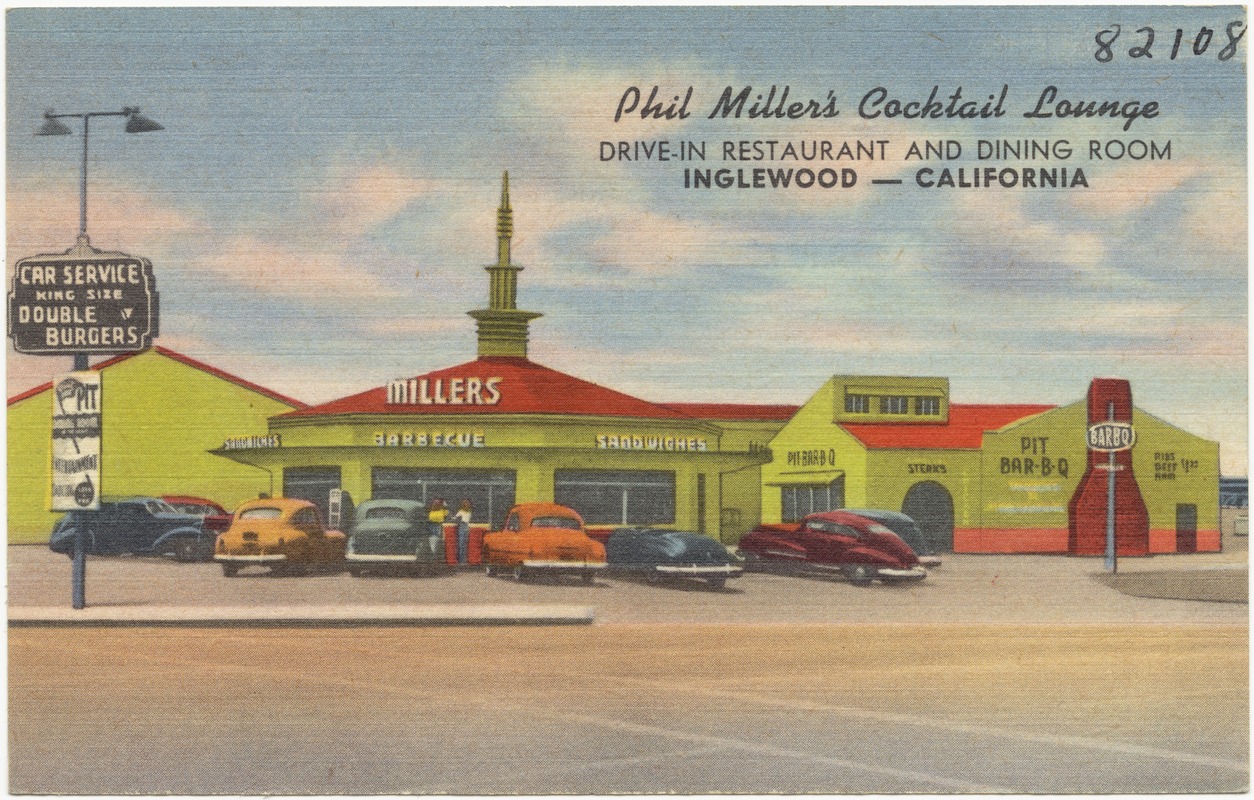 Phil Miller's Cocktail Lounge, Drive-in restaurant and Dining room, Inglewood, California