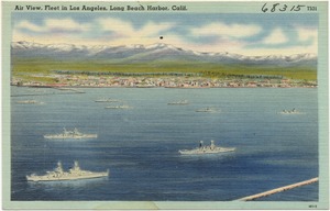Air view, fleet in Los Angeles, Long beach Harbor, Calif.