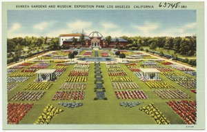 Sunken gardens and museum, Exposition Park, Los Angeles, California