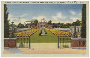 Sunken gardens and museum, Exposition Park, Los Angeles, California