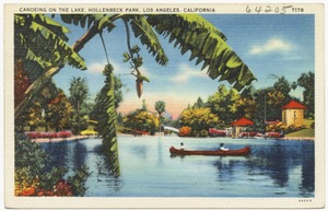 Canoeing on the lake, Hollenbeck Park, Los Angeles