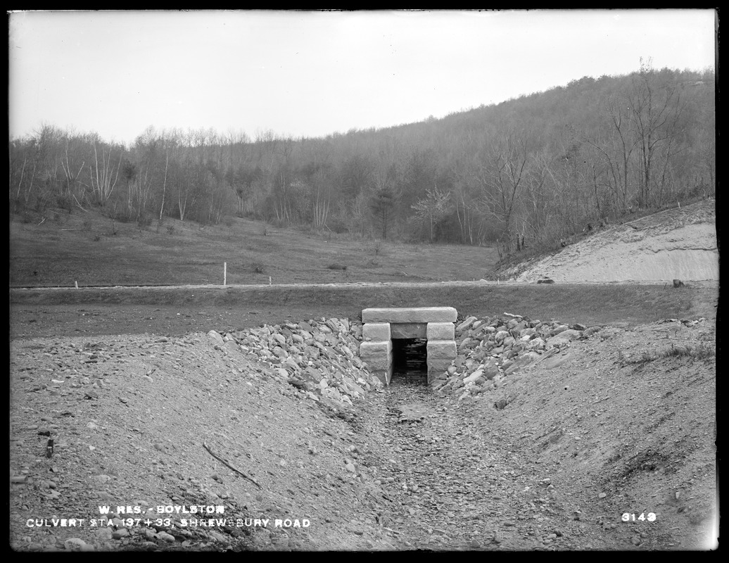 Wachusett Reservoir, culvert, station 137+33, Shrewsbury Road, Boylston ...