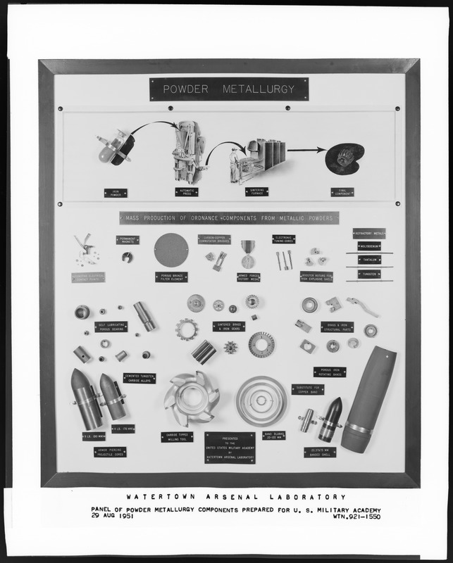 Panel of powder metallurgy components prepared for U.S. Military Academy