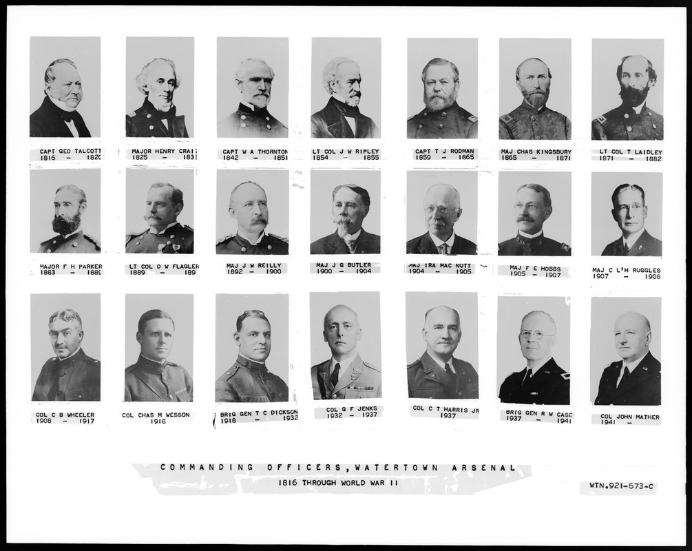 Commanding Officers, Watertown Arsenal, 1816 through World War II