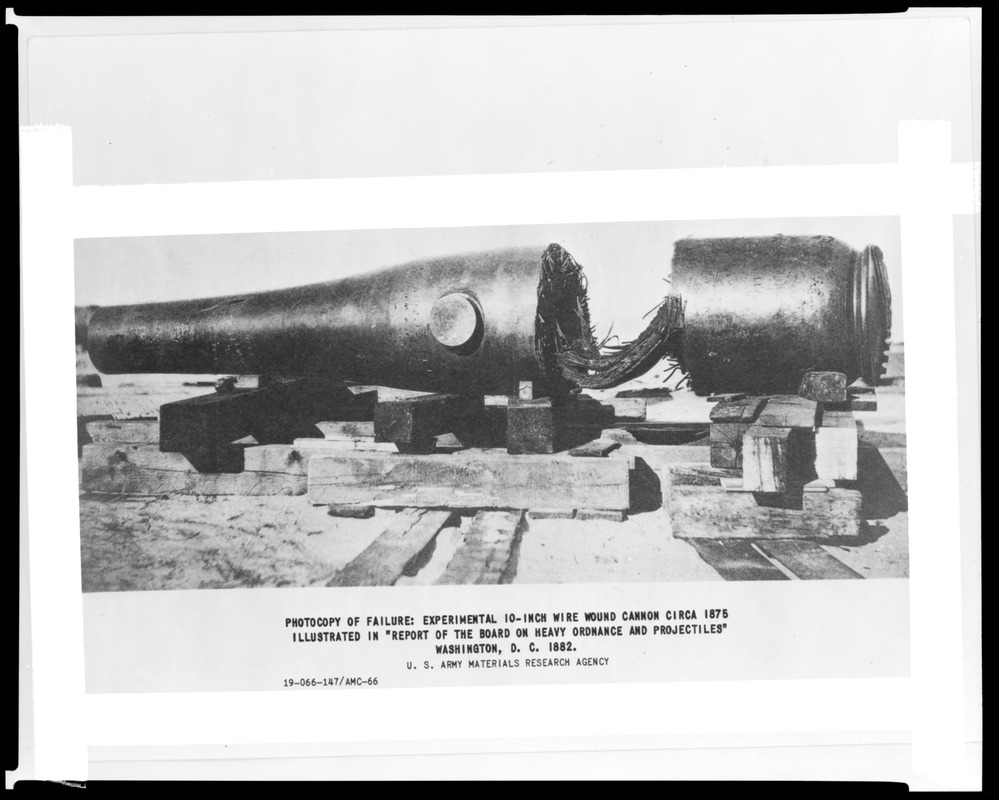 Failure of 10 inch wire wound cannon, top