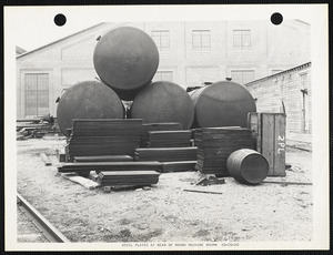 Steel plates at rear of rough machine shop