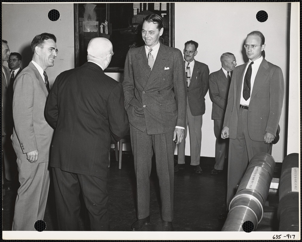 Men at Watertown Arsenal exhibit