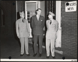 Men in front of officers mess