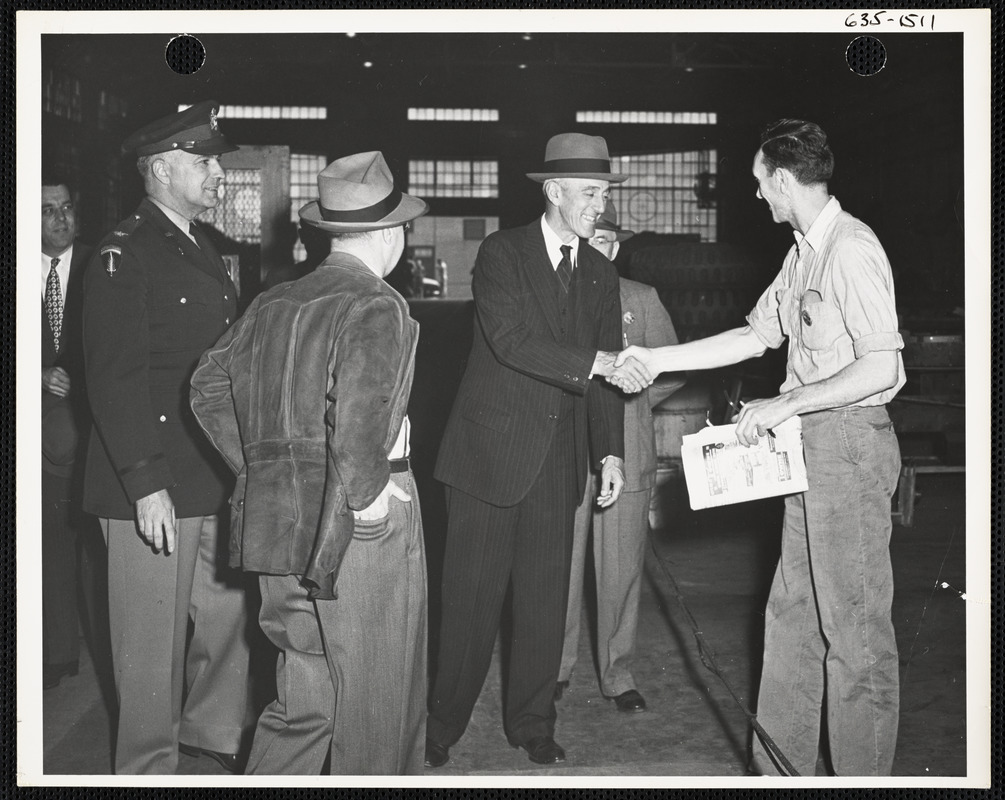 Sen. Saltonstall shaking hands