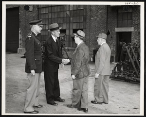 Sen. Saltonstall shaking hands