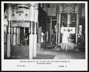 Forging uranium on 500 ton and 1000 ton forging presses at Watertown Arsenal