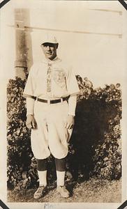 Maurice H. McMains in baseball uniform, Marine base Quantico, VA