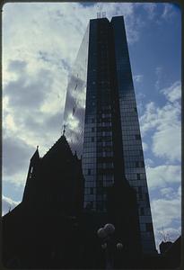 Copley Sq. 9 a.m. New John Hancock - wind damage