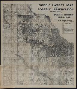 Cobb's latest map of the Rosebud Reservation, South Dakota, to be opened for settlement Aug. 8, 1904